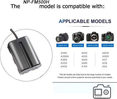 Braided Cable Type-C to NP-FM500H Dummy Battery FM500H DC Coupling for Sony Cameras SLT A57 A57K A57M A57Y in Saudi Arabia