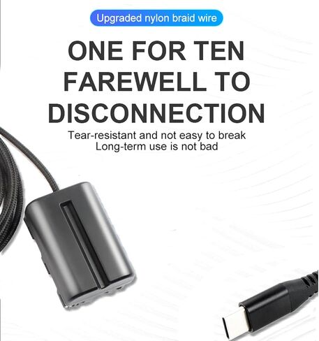 Braided Cable Type-C to NP-FM500H Dummy Battery FM500H DC Coupling for Sony Cameras SLT A57 A57K A57M A57Y in Saudi Arabia