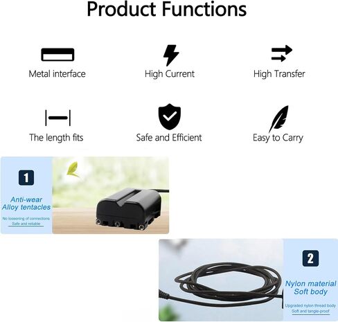 Braided Cable Type-C to NP-FM500H Dummy Battery FM500H DC Coupling for Sony Cameras SLT A57 A57K A57M A57Y in Saudi Arabia