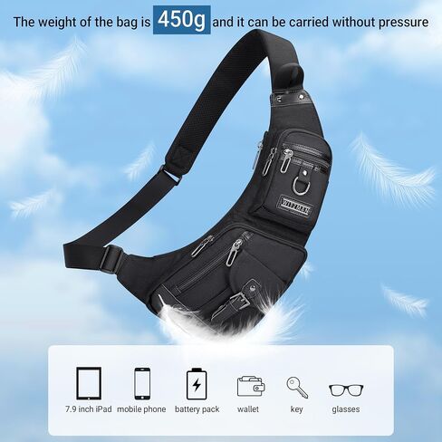WITZMAN Sling Bag for Men Crossbody Bags Travel Slim Chest Bag One Strap Lightweight Casual Daypack in Saudi Arabia