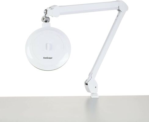 AmScope - تكبير 1.75X بقطر 5 بوصات 3 مصباح مكبر LED ديوبتر على ذراع مفصلية مع مشبك طاولة عالي التحمل - MAGLED-8066D8 in Saudi Arabia