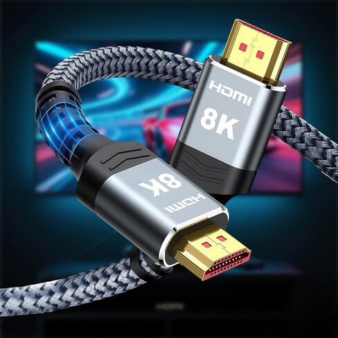 كابل 8K 10K 4K HDMI 2.1 48 جيجابت في الثانية 6.6FT/2M، كابل HDMI معتمد فائق السرعة مضفر - 4K @ 120 هرتز 8K @ 60 هرتز، DTS: X، HDCP 2.2 & 2.3، HDR 10 متوافق مع Roku TV/PS5/HDTV/Blu-ray in Saudi Arabia