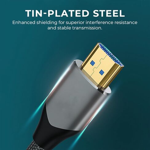 8K HDMI Cable 2.1, 48Gbps High Speed HDTV Cable,Support 8K@60Hz 4k@120Hz,1.5M HDMI Braided Cable, Compatible with HDTV/PS5/TV/Blu-ray in Saudi Arabia
