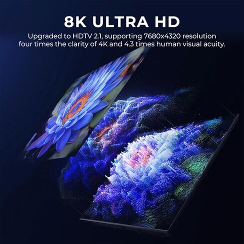 8K HDMI Cable 2.1, 48Gbps High Speed HDTV Cable,Support 8K@60Hz 4k@120Hz,1.5M HDMI Braided Cable, Compatible with HDTV/PS5/TV/Blu-ray in Saudi Arabia