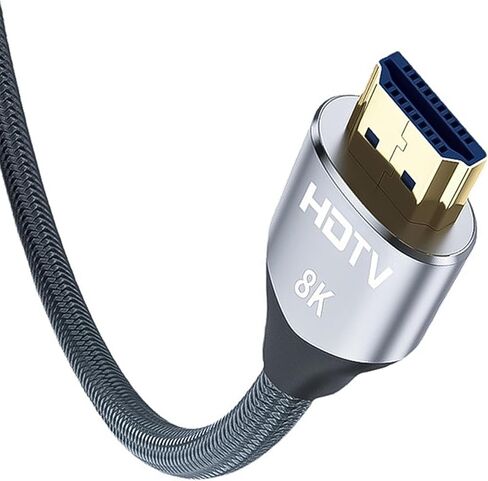8K HDMI Cable 2.1, 48Gbps High Speed HDTV Cable,Support 8K@60Hz 4k@120Hz,1.5M HDMI Braided Cable, Compatible with HDTV/PS5/TV/Blu-ray in Saudi Arabia