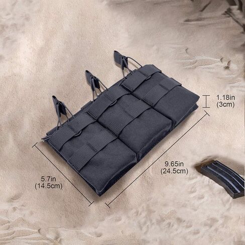 ProCase Triple Mag Pouch، حقيبة مجلة Molle التكتيكية المفتوحة من الأعلى، حامل مسدس مسدس مع أشرطة بنجي لمجلات الأسلحة - أسود in Saudi Arabia