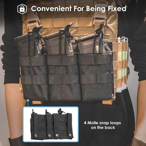 ProCase Triple Mag Pouch، حقيبة مجلة Molle التكتيكية المفتوحة من الأعلى، حامل مسدس مسدس مع أشرطة بنجي لمجلات الأسلحة - أسود in Saudi Arabia