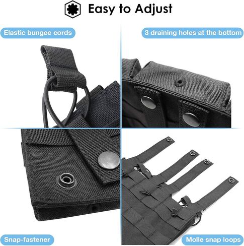 ProCase Triple Mag Pouch، حقيبة مجلة Molle التكتيكية المفتوحة من الأعلى، حامل مسدس مسدس مع أشرطة بنجي لمجلات الأسلحة - أسود in Saudi Arabia
