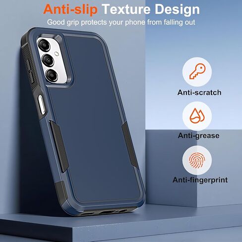 YmhxcY لهاتف Galaxy A14 5G [حماية من السقوط من الدرجة العسكرية 10 أقدام] [غير قابل للانزلاق] [واقي شاشة زجاجي عالي الدقة قطعتين] حافظة متينة مقاومة للصدمات لكامل الجسم لهاتف Galaxy A14 5G 6.6 بوصة - أسود in Kuwait