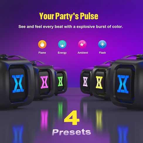 DOSS Extreme Boom Pro D300 Bluetooth Speaker, 80W Immersive Sound, 3-Mode Pro EQ, 20H Playtime, Beat-Driven Lights, IPX6 Waterproof for RVS, Home Parties, White Elephant Gift for Men, Women- Blue in Saudi Arabia