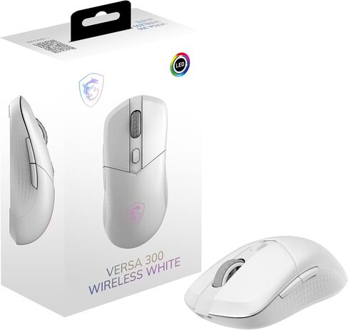 MSI Versa 300 Wireless White Gaming Mouse, 8000 DPI, 30M+ Clicks Kailh Switch, Optical Sensor, Ergonomic Ambitextrous Hand Design, RGB Light in Saudi Arabia