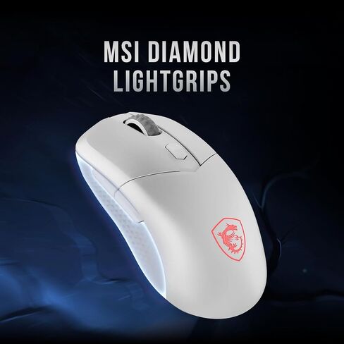 MSI Versa 300 Wireless White Gaming Mouse, 8000 DPI, 30M+ Clicks Kailh Switch, Optical Sensor, Ergonomic Ambitextrous Hand Design, RGB Light in Saudi Arabia