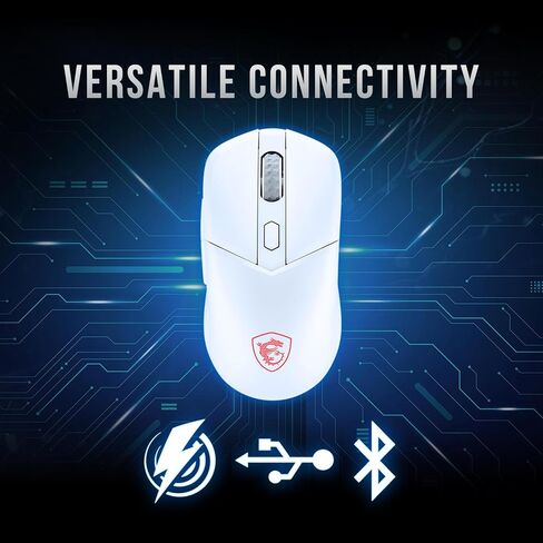 MSI Versa 300 Wireless White Gaming Mouse, 8000 DPI, 30M+ Clicks Kailh Switch, Optical Sensor, Ergonomic Ambitextrous Hand Design, RGB Light in Saudi Arabia