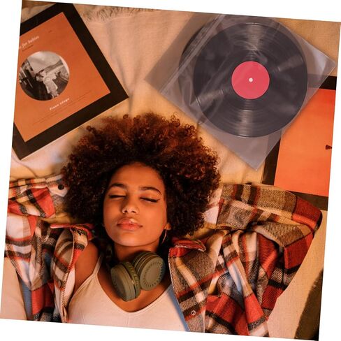 50pcs Vinyl Record Protector Sleeves 12-Inch Bags Acid-Free Material for Safe Storage of Records Suitable for Collectors and Music Lovers in Saudi Arabia