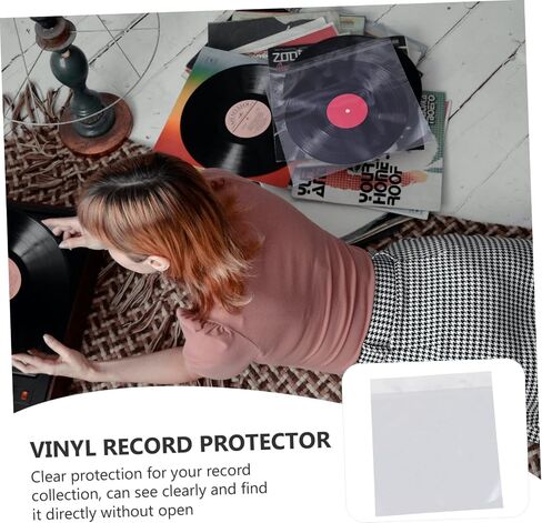 50pcs Vinyl Record Protector Sleeves 12-Inch Bags Acid-Free Material for Safe Storage of Records Suitable for Collectors and Music Lovers in Saudi Arabia