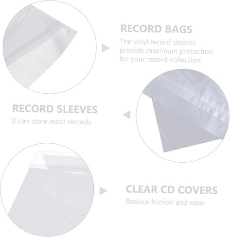 50pcs Vinyl Record Protector Sleeves 12-Inch Bags Acid-Free Material for Safe Storage of Records Suitable for Collectors and Music Lovers in Saudi Arabia