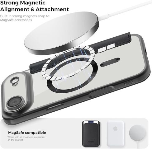 حافظة مغناطيسية لهاتف iPhone 17 Pro Max مع حامل بطاقة [RFID Blocking] [متوافقة مع MagSafe] غطاء حماية جلدي شفاف من مادة TPU لهاتف iPhone 17 Pro Max 6.9 بوصة برتقالي JD in Kuwait