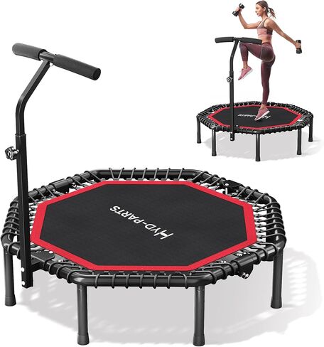 Hyd-Parts 40 "/48" Trampoline Rebounder للبالغين مع حبال البنجي ، تمرين اللياقة المحمولة Mini Trampoline ، معدات تجريب صغيرة/خارجي ، 450 رطل/550 رطلاً in Saudi Arabia