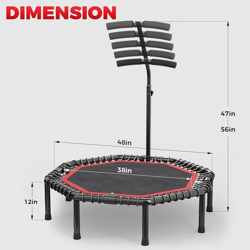Hyd-Parts 40 "/48" Trampoline Rebounder للبالغين مع حبال البنجي ، تمرين اللياقة المحمولة Mini Trampoline ، معدات تجريب صغيرة/خارجي ، 450 رطل/550 رطلاً in Saudi Arabia