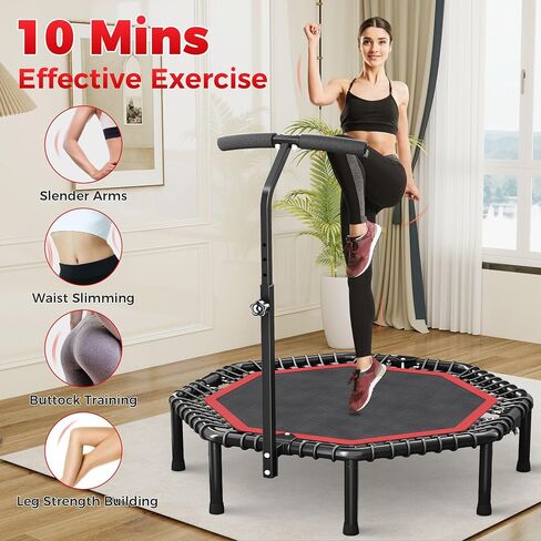 Hyd-Parts 40 "/48" Trampoline Rebounder للبالغين مع حبال البنجي ، تمرين اللياقة المحمولة Mini Trampoline ، معدات تجريب صغيرة/خارجي ، 450 رطل/550 رطلاً in Saudi Arabia