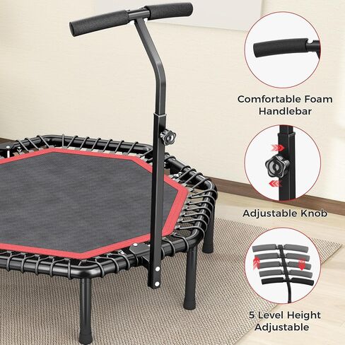 Hyd-Parts 40 "/48" Trampoline Rebounder للبالغين مع حبال البنجي ، تمرين اللياقة المحمولة Mini Trampoline ، معدات تجريب صغيرة/خارجي ، 450 رطل/550 رطلاً in Saudi Arabia