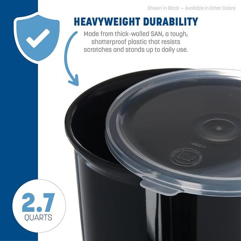 مجموعة تخزين مستديرة ذات ألوان سادة مع حواف، 1.2 - 4 سعات, 1.2 Quart, اسود in Kuwait