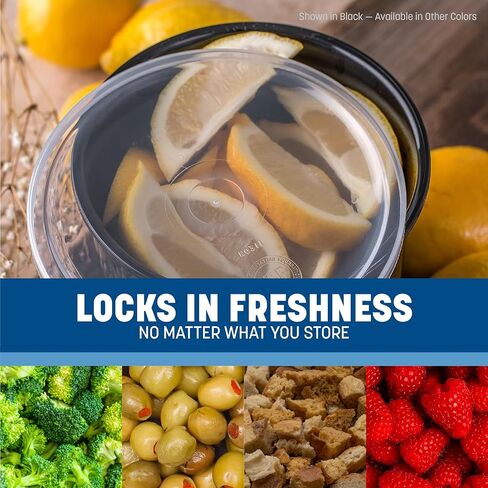 مجموعة تخزين مستديرة ذات ألوان سادة مع حواف، 1.2 - 4 سعات, 1.2 Quart, اسود in Kuwait