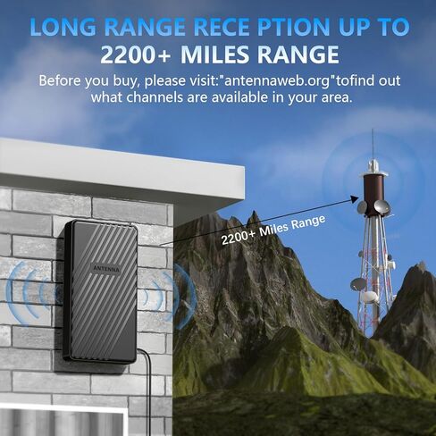 2200+ Miles Range TV Antenna, 2025 Upgraded Strongest Digital TV Antenna Outdoor with Amplifier Signal Booster, Support Smart TV and All Older TV's,for Local Channels-Support 1080p 4K 8K in Kuwait