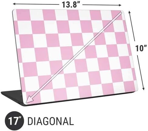 ملصق Skinit للكمبيوتر المحمول متوافق مع الكمبيوتر المحمول العالمي مقاس 17 بوصة (13.8 × 10 بوصة) مصمم في الأصل بتصميم رقعة الشطرنج باللونين الوردي والأبيض in Kuwait