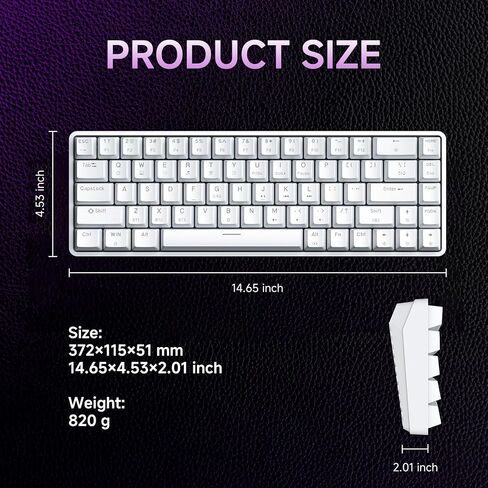 DIERYA DK68 Wireless Mechanical Keyboard, 60% Gaming Keyboard with Blue Switch, Triple Mode 2.4GHz/USB-C/BT5.0, RGB Backlit, Anti-Ghosting Keys, 68 Keys Portable Mini Wired Office Keyboard-White in Saudi Arabia