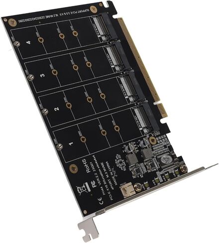 محول بطاقة محول CHICIRIS NVMe SSD ثابت 4 منافذ M.2 لتوسيع PCIE X16 - مثالي لعشاق التكنولوجيا - مادة PCB السميكة (ph44) in Saudi Arabia