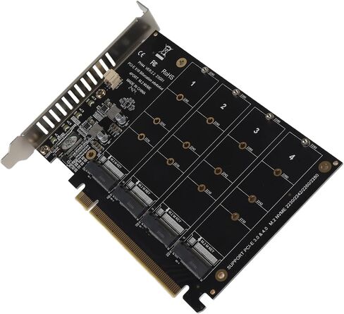 محول بطاقة محول CHICIRIS NVMe SSD ثابت 4 منافذ M.2 لتوسيع PCIE X16 - مثالي لعشاق التكنولوجيا - مادة PCB السميكة (ph44) in Saudi Arabia