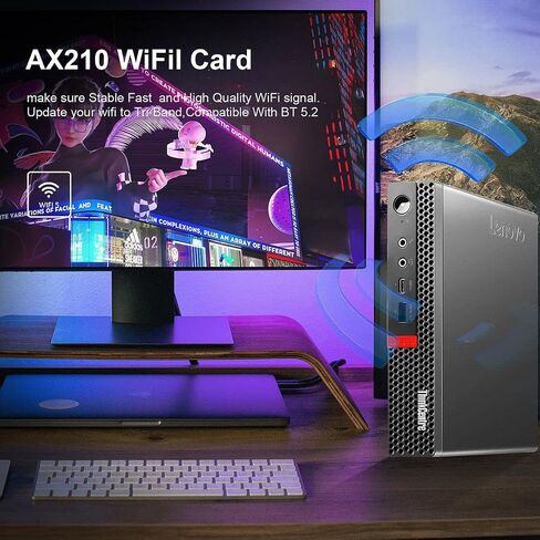 Lenovo ThinkCentre M920q Windows 11 كمبيوتر مكتبي HTPC Mini PC، Intel 6 Core i5 8500T حتى 3.50 جيجا هرتز، 16 جيجا رام 256 جيجا NVMe SSD، AX210 Wi-Fi، دعم 4K (متجدد) in Saudi Arabia