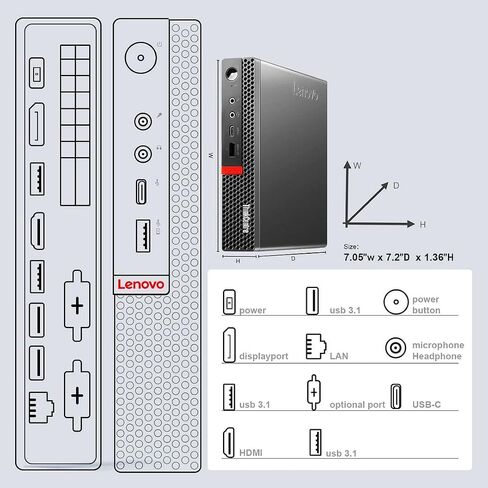 Lenovo ThinkCentre M920q Windows 11 كمبيوتر مكتبي HTPC Mini PC، Intel 6 Core i5 8500T حتى 3.50 جيجا هرتز، 16 جيجا رام 256 جيجا NVMe SSD، AX210 Wi-Fi، دعم 4K (متجدد) in Saudi Arabia