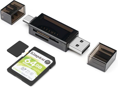 Micro SD Card Reader, USB-C/USB-A to SD/Micro SD/SDXC/SDHC Card Adapter, Dual Slot Memory Card Reader Competible for PC, MacBook, Smartphone, Tablet, and More (Type C/USB) in Saudi Arabia