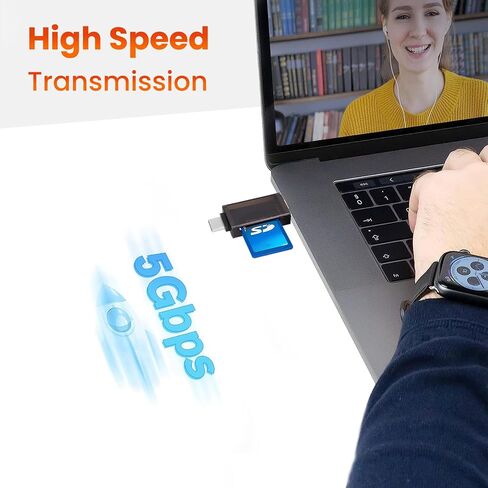 Micro SD Card Reader, USB-C/USB-A to SD/Micro SD/SDXC/SDHC Card Adapter, Dual Slot Memory Card Reader Competible for PC, MacBook, Smartphone, Tablet, and More (Type C/USB) in Saudi Arabia