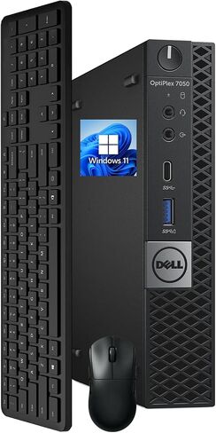 كمبيوتر مكتبي صغير Dell OptiPlex 7050، Intel Core i5-7500، ذاكرة وصول عشوائي 16 جيجابايت، 256 جيجابايت SSD، واي فاي، بلوتوث، لوحة مفاتيح وماوس، Windows 11 Pro (متجدد) in Kuwait