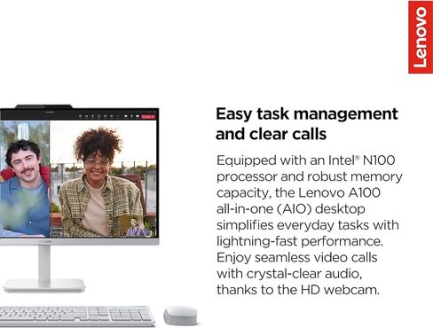كمبيوتر مكتبي Lenovo 24 بوصة FHD الكل في واحد للمنزل والمكتب، معالج Intel، WiFi 6، HDMI، Business AIO، Vent-Hear، لوحة مفاتيح وماوس لاسلكي، Windows 11 (A100 24، ذاكرة الوصول العشوائي 16 جيجابايت | 512 جيجابايت SSD) in Kuwait