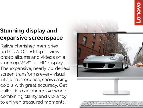 كمبيوتر مكتبي Lenovo 24 بوصة FHD الكل في واحد للمنزل والمكتب، معالج Intel، WiFi 6، HDMI، Business AIO، Vent-Hear، لوحة مفاتيح وماوس لاسلكي، Windows 11 (A100 24، ذاكرة الوصول العشوائي 16 جيجابايت | 512 جيجابايت SSD) in Kuwait