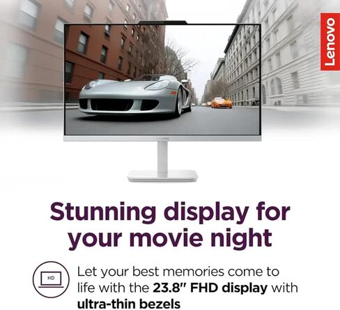 كمبيوتر مكتبي Lenovo 24 بوصة FHD الكل في واحد للمنزل والمكتب، معالج Intel، WiFi 6، HDMI، Business AIO، Vent-Hear، لوحة مفاتيح وماوس لاسلكي، Windows 11 (A100 24، ذاكرة الوصول العشوائي 16 جيجابايت | 512 جيجابايت SSD) in Kuwait