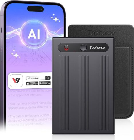AI Voice Recorder, Note Voice Recorder, Free Transcribe & Summarize with AI Technology, App Control, Support 152 Languages, 64GB Memory, Audio Recorder for Lectures, Meetings, Calls, Black in Saudi Arabia