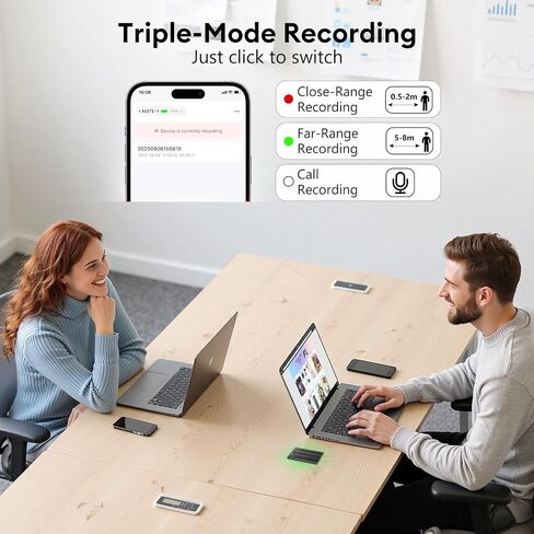 AI Voice Recorder, Note Voice Recorder, Free Transcribe & Summarize with AI Technology, App Control, Support 152 Languages, 64GB Memory, Audio Recorder for Lectures, Meetings, Calls, Black in Saudi Arabia