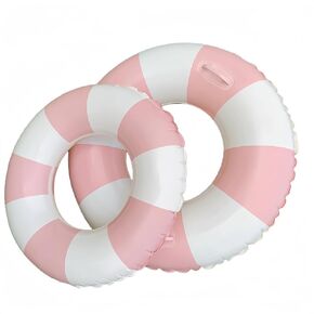 Owntide Large and Medium Swim Ring Set for Kids Adults, 35 and 25 Inch Classic Striped Pool Inner Tubes, Inflatable Pool Floats, Float Naked, Pool Floaties Adult Size for Pool Party Beach