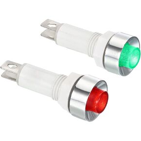 PATIKIL AC/DC 12V 10mm Signal Indicator Lights, 10 Pack Panel Mount LED Signal Lamp for Dashboard Factory, Red Green