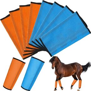 Bulyoou 8 Pcs Mesh Fly Boots for Horse Breathable Mesh Horse Boots Protective Horse Leg Wraps Horse Leggings for Preventing Flies and Mosquitoes Bites (Black, Dark Grey)