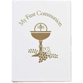 Giftware by Roman Inc, Sacraments, First Communion, 5" H White W/Gold Chalice Book,Religious, Inspirational, Durable (5x3x1)