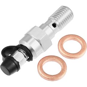 X AUTOHAUX 1 Set Motorcycle Brake Master Cylinder Caliper M10x1.25 Bleeder Screw Bleeder Bolt Kit Nipple Dust Cap Silver Tone