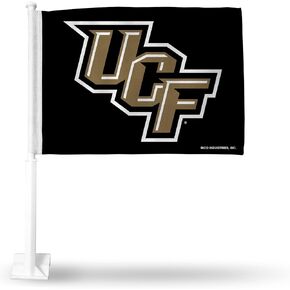 Rico Industries NCAA Central Florida Knights Black Double Sided Double Sided Car Flag - 16" x 19" - Strong Pole That Hooks onto Car/Truck/Automobile