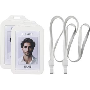 Lifiefy-2 Pack ID Badge Holder with Lanyard，Suitable for Student ID, Work Permit, ID Card and Banking Card Black