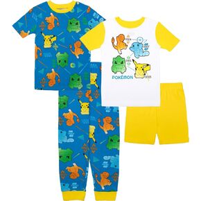 Pokemon Boys' Pikachu 4-Piece Cotton Pajama Set